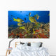 Hawaii, School Of Bluestripe Snappers Among Coral Reef Wall Mural