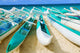 Hawaii, Oahu, Lanikai, Outrigger Canoes Stacked Along The Beach Wall Mural