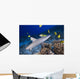 Grey Reef Shark Surrounded By Bright Yellow Fish At The Ocean Floor Wall Mural