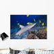 Grey Reef Shark Surrounded By Bright Yellow Fish At The Ocean Floor Wall Mural