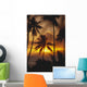 French Polynesia, Tahiti, Palm Trees Silhouetted By A Vibrant Sunset Wall Mural