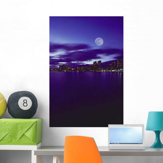 Pale Purple Sky With Reflections On Water Wall Mural
