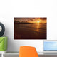 Hawaii, Oahu, Ko'olina Resort, Sunset Over Ocean, Palm Trees Wall Mural