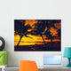 Outrigger Canoe Resting On A Tropical Beach Wall Mural