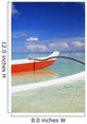 Red And White Outrigger Canoe Floating On Calm Turquoise Water Wall Mural