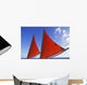 Hawaii, Oahu, Waikiki, Bright Red Sails Of Aikane Catamaran Wall Mural