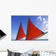 Hawaii, Oahu, Waikiki, Bright Red Sails Of Aikane Catamaran Wall Mural