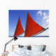 Hawaii, Oahu, Waikiki, Bright Red Sails Of Aikane Catamaran Wall Mural