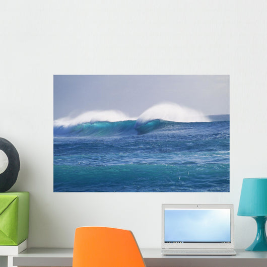 Hawaii, Spectacular Storm Waves Seen From A Distance Wall Mural