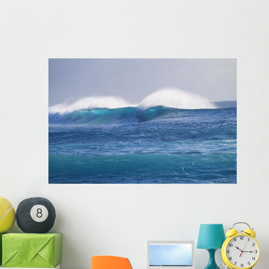 Hawaii, Spectacular Storm Waves Seen From A Distance Wall Mural