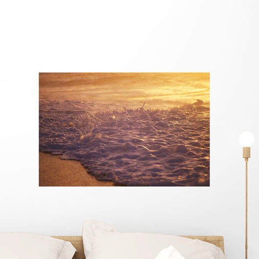 Hawaii, Sea Foam At Shoreline, Sunset Wall Mural