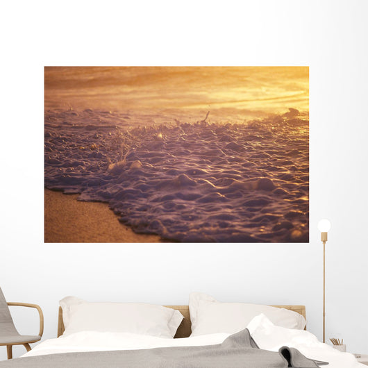 Hawaii, Sea Foam At Shoreline, Sunset Wall Mural