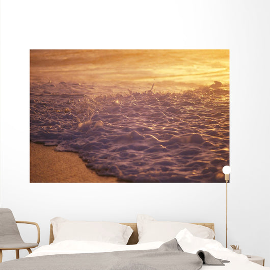 Hawaii, Sea Foam At Shoreline, Sunset Wall Mural
