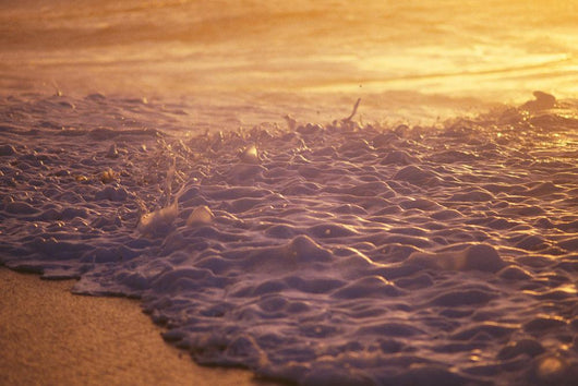 Hawaii, Sea Foam At Shoreline, Sunset Wall Mural