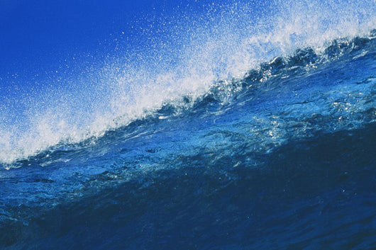 Hawaii, Bright Blue Wave At It's Peak With White Wash, Blue Sky Wall Mural