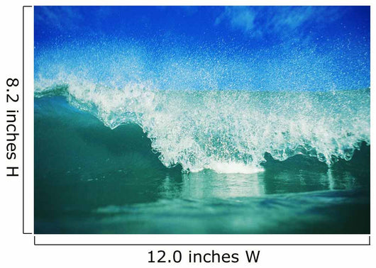 Hawaii, Green Wave Breaking Front View With Blue Skies In Background Wall Mural