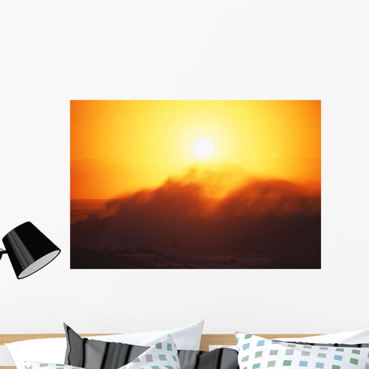 Hawaii, Big Waves At Sundown Wall Mural