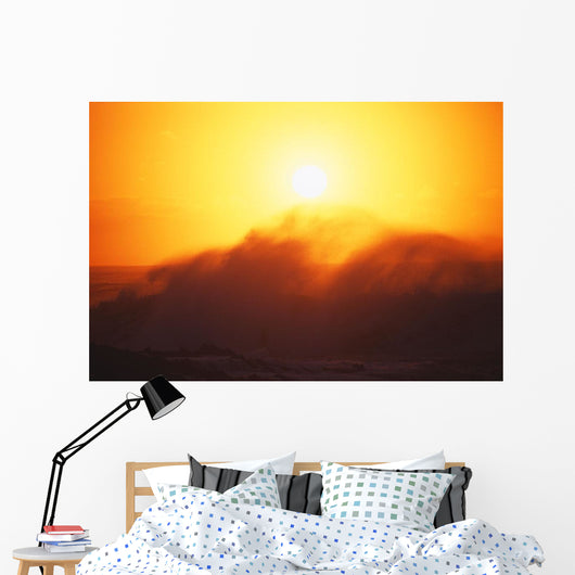 Hawaii, Big Waves At Sundown Wall Mural