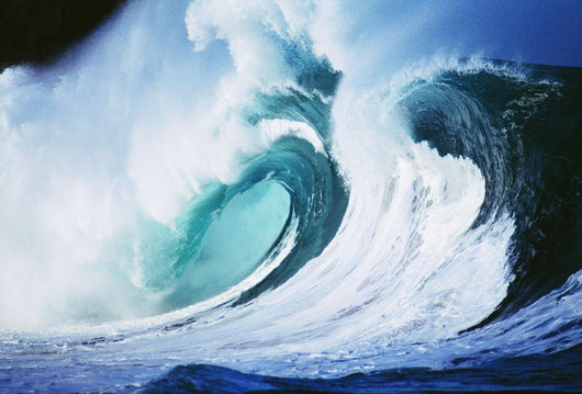 Stormy Ocean Wave Curling Over With Whitewash And A Barrel Forming Wall Mural