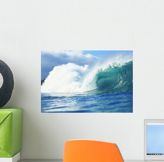 Large Green Wave Crahing, View From Side Wall Mural