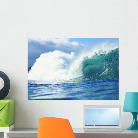 Large Green Wave Crahing, View From Side Wall Mural