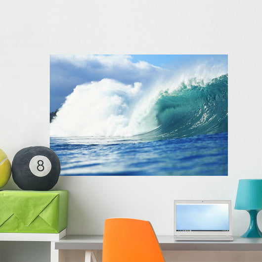 Large Green Wave Crahing, View From Side Wall Mural