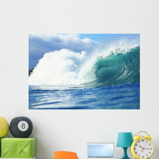 Large Green Wave Crahing, View From Side Wall Mural
