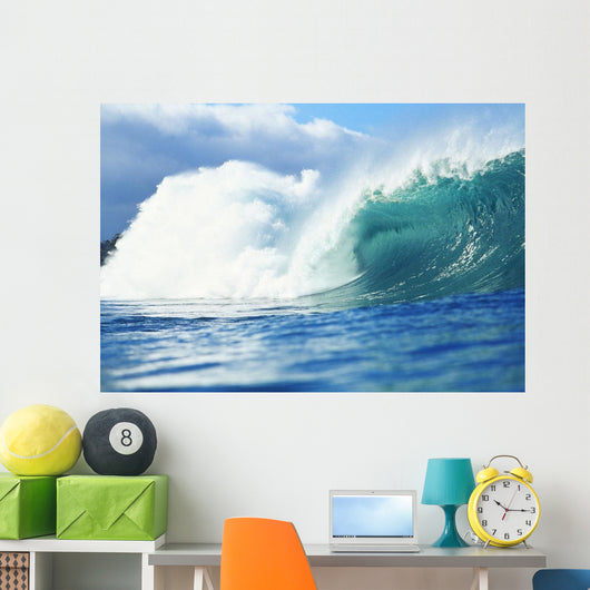 Large Green Wave Crahing, View From Side Wall Mural
