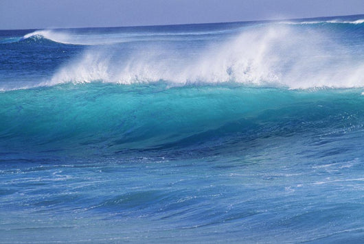 Hawaii, Turquoise Wave With Windspray Flying Off The Crest Wall Mural