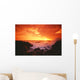 Hawaii, Big Island, Kona, Keahou, Sunset And Surf On Rocks Wall Mural