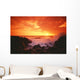 Hawaii, Big Island, Kona, Keahou, Sunset And Surf On Rocks Wall Mural