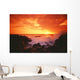 Hawaii, Big Island, Kona, Keahou, Sunset And Surf On Rocks Wall Mural