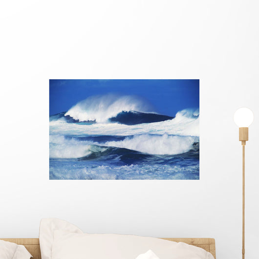 Big Waves, Stormy Water With Whitewash And Spray Wall Mural