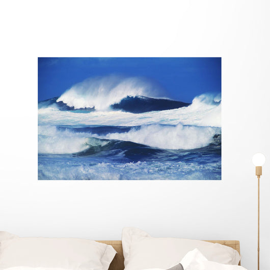 Big Waves, Stormy Water With Whitewash And Spray Wall Mural