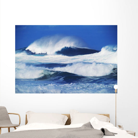 Big Waves, Stormy Water With Whitewash And Spray Wall Mural