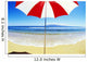 Red And White Umbrella On The Beach, Blue Sky And Ocean Wall Mural