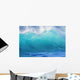 Turbulent Turquoise Wave With Windspray, Blurred Wall Mural