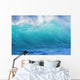 Turbulent Turquoise Wave With Windspray, Blurred Wall Mural
