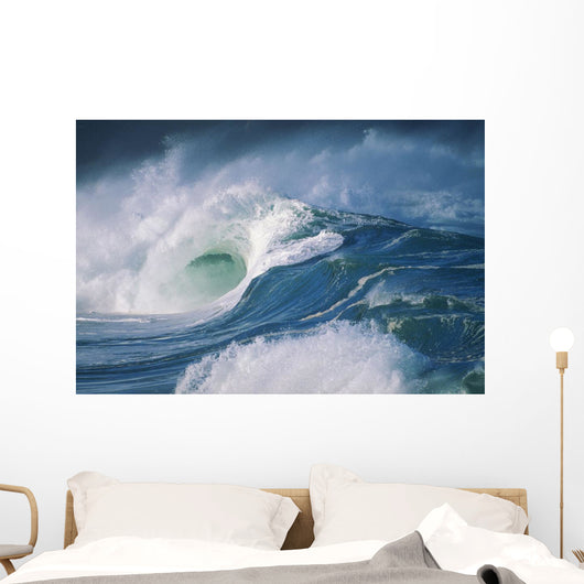 Turbulent Shorebreak Waves With Whitewash Wall Mural
