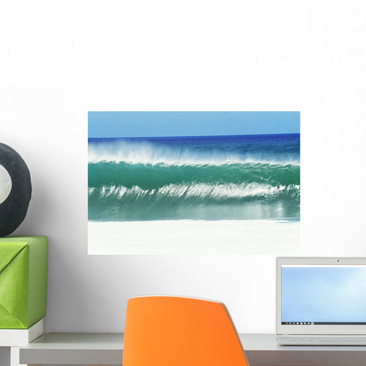 Shimmery Shorebreak Wave With Silver Waters In Foreground Wall Mural
