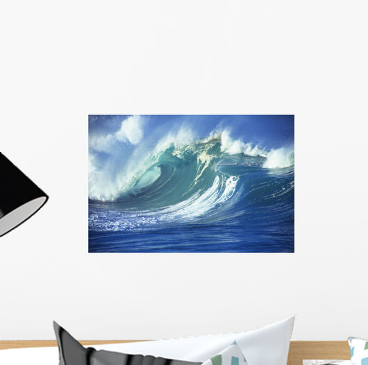 Stormy Ocean Wave Curling Over With Whitewash And A Barrel Forming Wall Mural