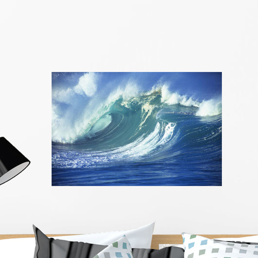 Stormy Ocean Wave Curling Over With Whitewash And A Barrel Forming Wall Mural