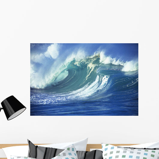 Stormy Ocean Wave Curling Over With Whitewash And A Barrel Forming Wall Mural