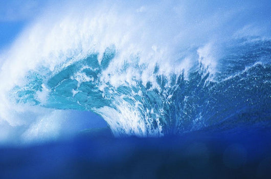 Stormy Blue Wave Crashing Over With White Wash Wall Mural