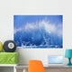 Blue Waves Crashing On The Shore With Blue Sky Background Wall Mural