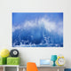 Blue Waves Crashing On The Shore With Blue Sky Background Wall Mural