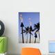 Hawaii, Tiki Torches Lit At Dusk, Palm Trees And Blue Sky Wall Mural