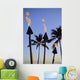 Hawaii, Tiki Torches Lit At Dusk, Palm Trees And Blue Sky Wall Mural