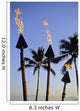 Hawaii, Tiki Torches Lit At Dusk, Palm Trees And Blue Sky Wall Mural