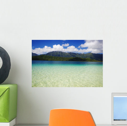 Hawaii, Oahu, Kaneohe Bay And Windward Coast As Seen From The Sandbar Wall Mural